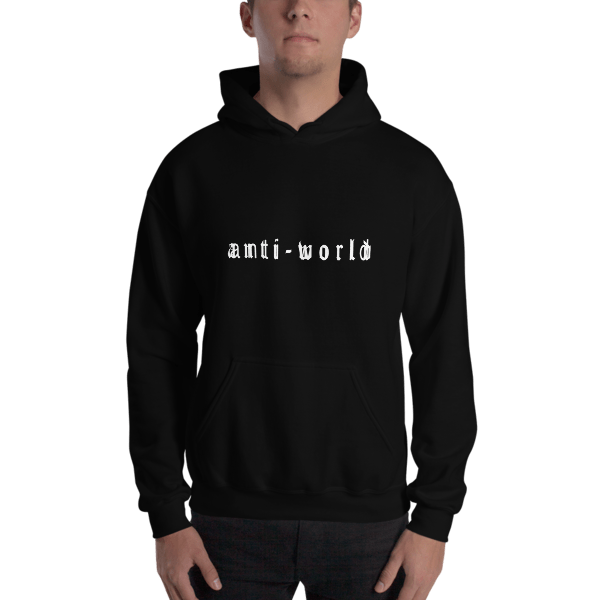 Anti-World Text Logo Black Hooded Sweatshirt