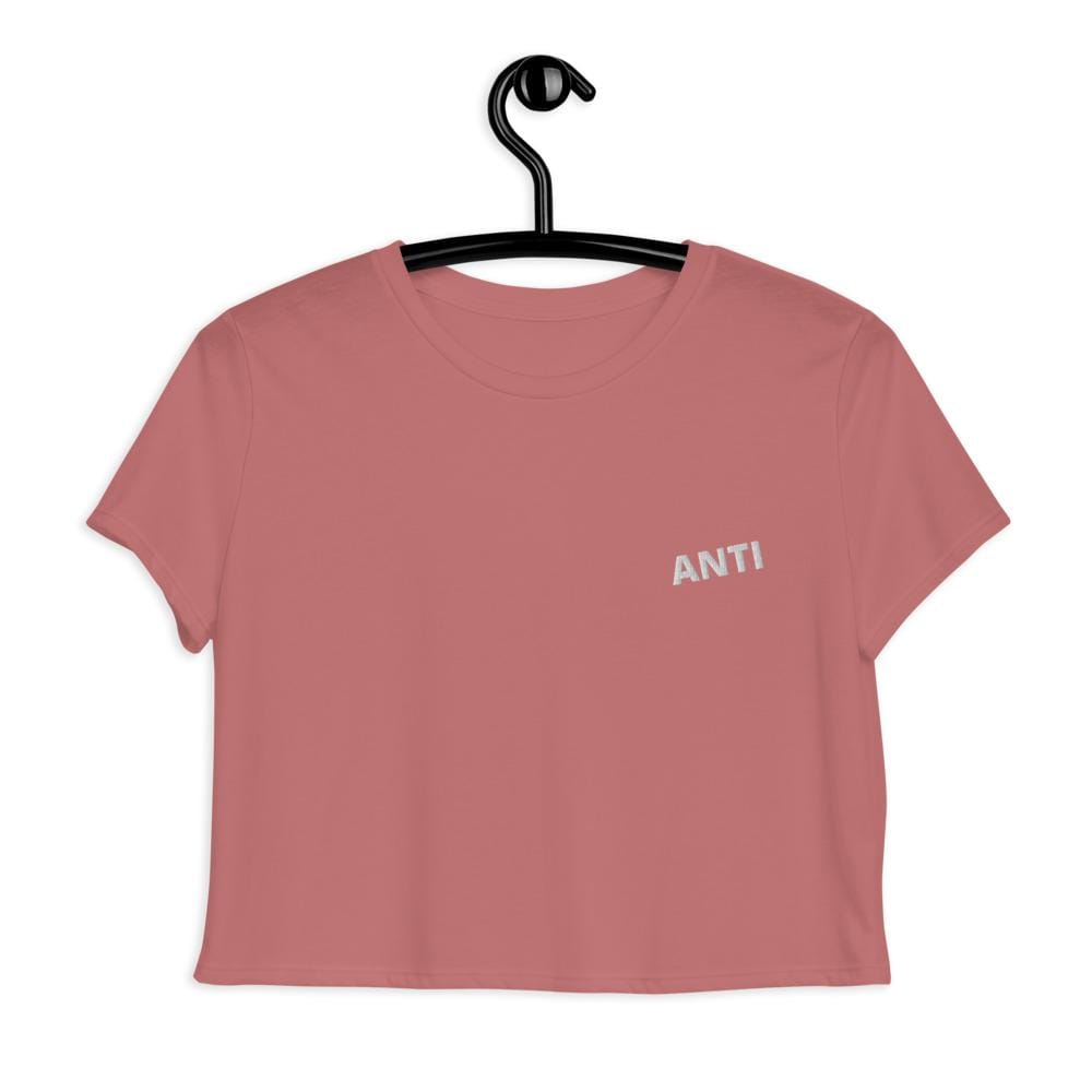 Women's Embroidered "ANTI" Crop Top T-Shirt